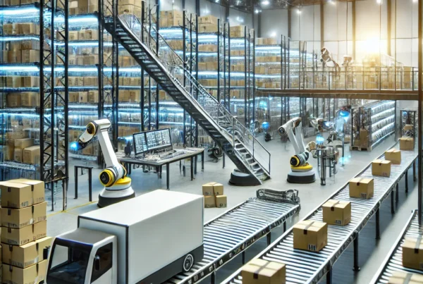 sually supports the discussion on warehouse automation, including WMS and WCS integration. You can insert this image into the blog to enhance the content and provide a visual representation of a modern, automated warehouse setup.