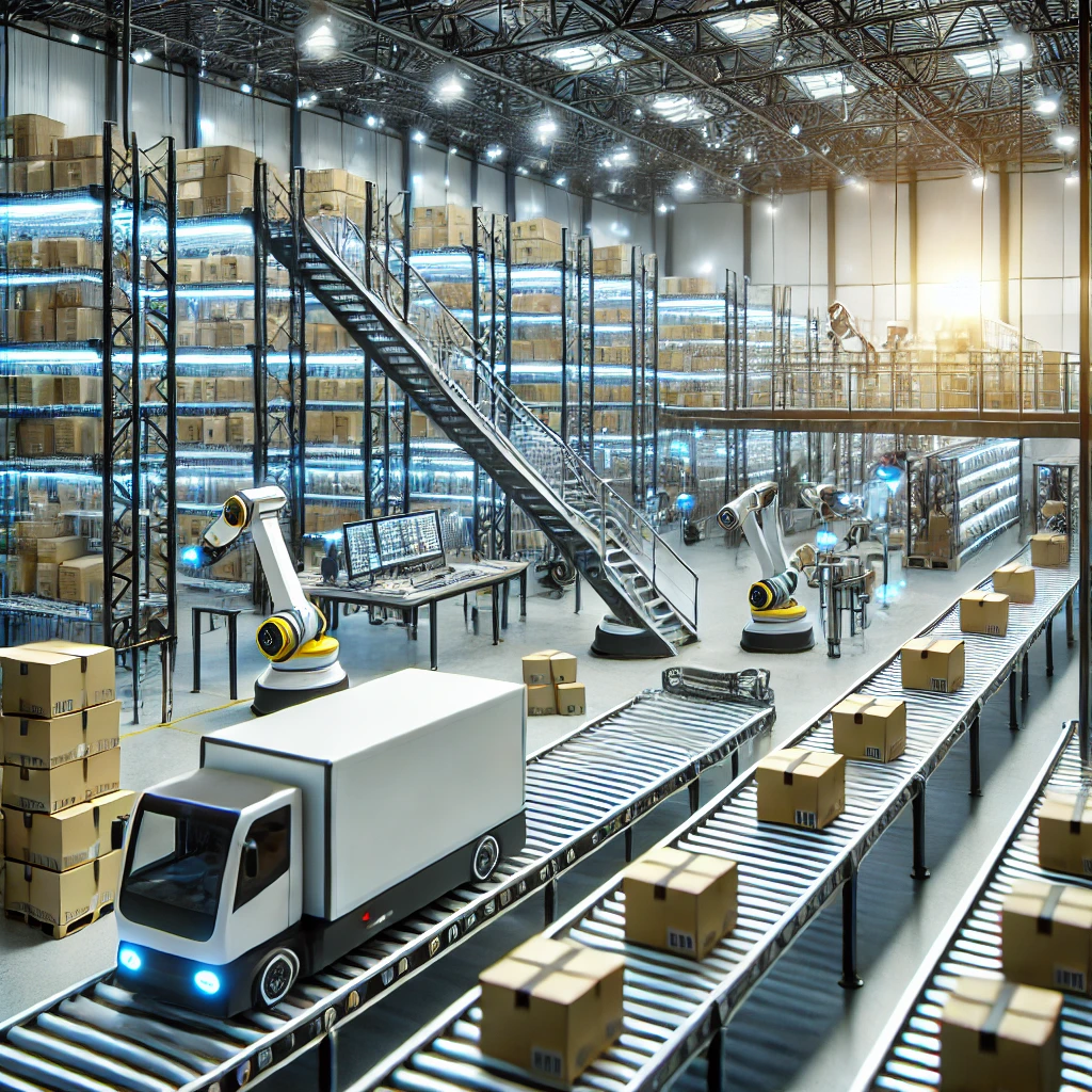 sually supports the discussion on warehouse automation, including WMS and WCS integration. You can insert this image into the blog to enhance the content and provide a visual representation of a modern, automated warehouse setup.