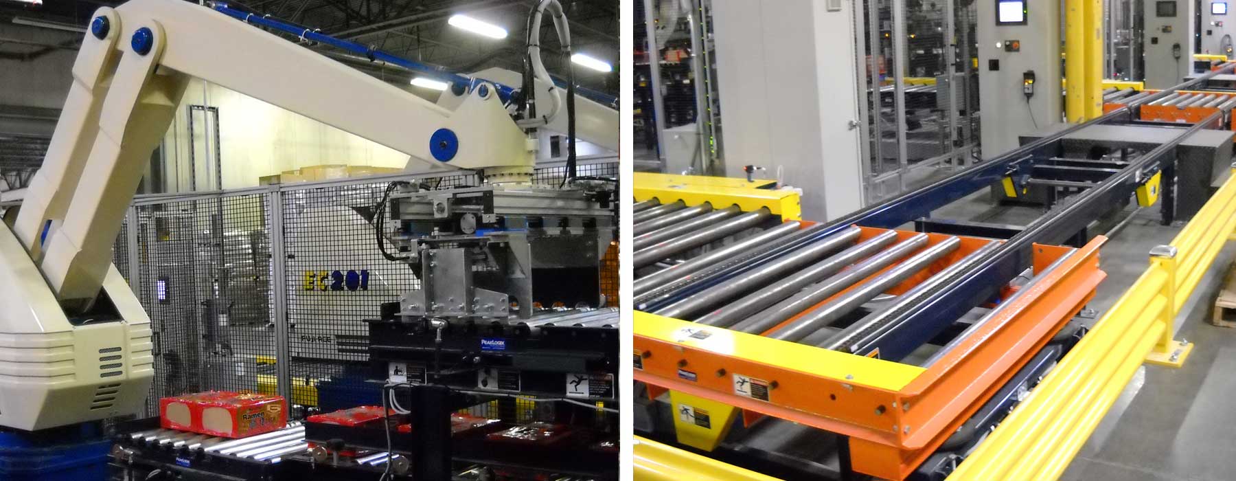 robotic palletizer and conveyor